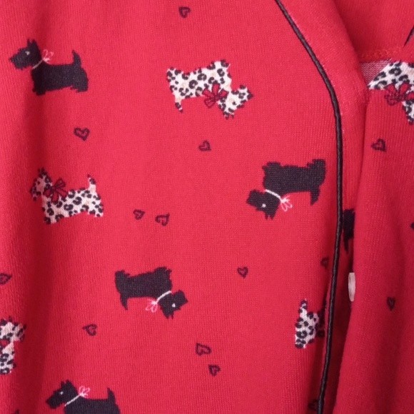 Laura Ashley Pajama Top Womens XL Scottie Dog Cheetah Print Bows Hearts Knit - Picture 2 of 8